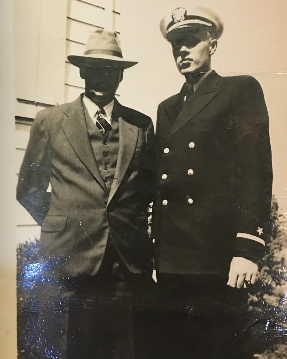 Harold G. Johnson in his Navy uniform with his father, John Johnson