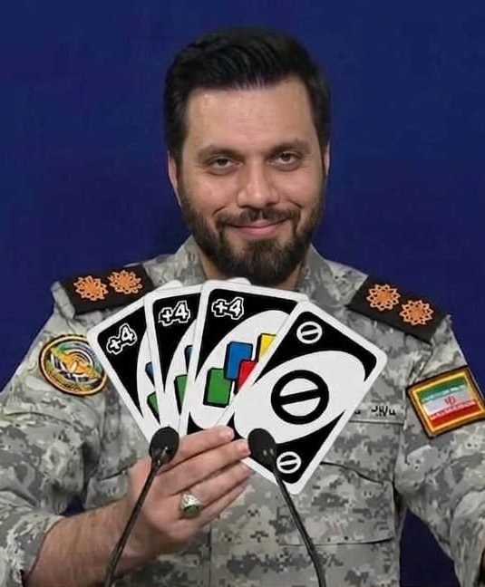 Iranian counter-image responding to Trump&rsquo;s Uno post.